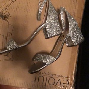 NWT silver glitter sandals